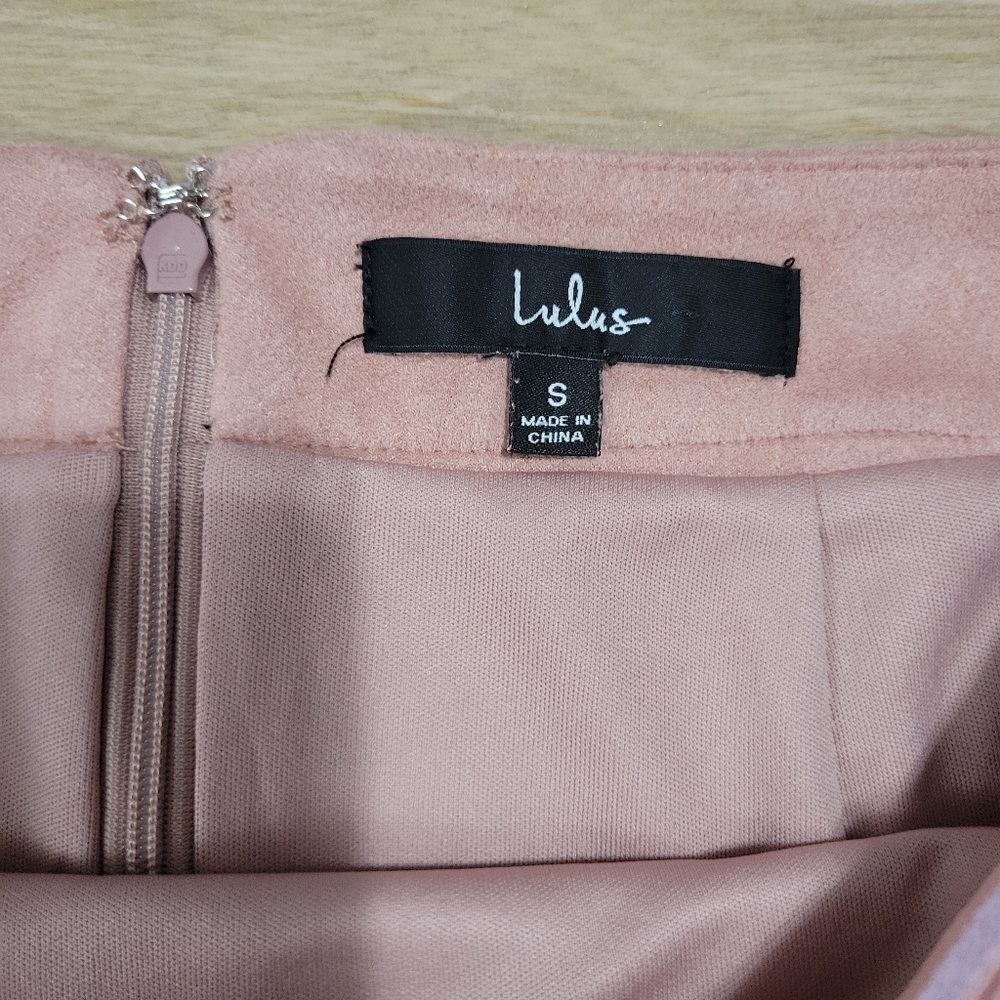 Lulus Superpower Blush Pink Faux Suede Straight Pencil Skirt Small - Picture 4 of 5